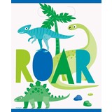 Unique Party Dinosaurus Blauw & Groen uitdeelzakjes 23x18cm | 8 stuks