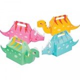 Creative Converting Dinosaurus 3-d uitdeeldoosjes met roze 6,4x13x32cm | 4 stuks