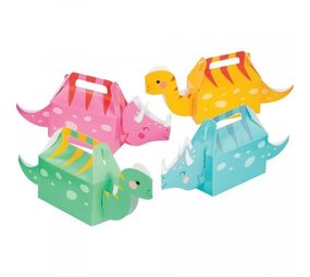 Creative Converting Dinosaurus 3-d uitdeeldoosjes met roze 6,4x13x32cm | 4 stuks Creative Converting Dinosaurus 3-d uitdeeldoosjes met roze 6,4x13x32cm | 4 stuks