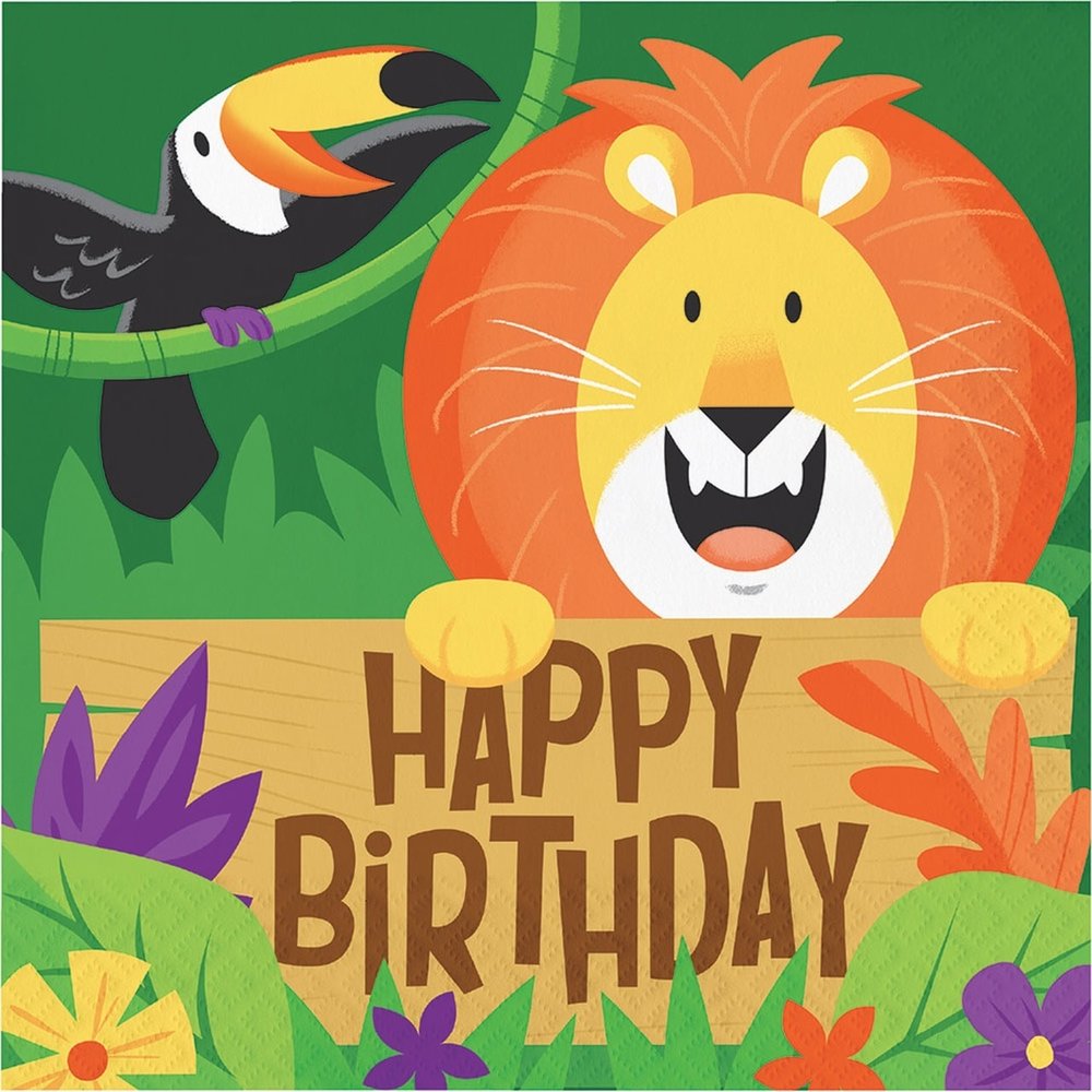 Creative Converting Servetten Jungle Safari Happy Birthday 33x33cm | 16 stuks Creative Converting Servetten Jungle Safari Happy Birthday 33x33cm | 16 stuks