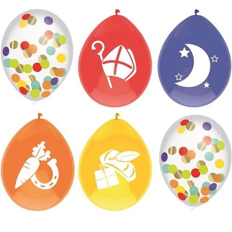 Haza - Witbaard Sinterklaas ballonnenmix | 6 stuks Haza - Witbaard Sinterklaas ballonnenmix | 6 stuks