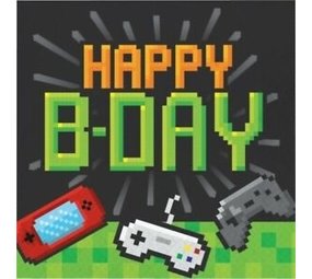 Servetten Game Party Happy Birthday 33x33cm | 16 stuks Servetten Game Party Happy Birthday 33x33cm | 16 stuks