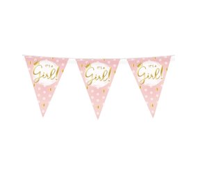 Slinger geboorte It's a Girl! Roze en Goud  | 10 mtr Slinger geboorte It's a Girl! Roze en Goud  | 10 mtr