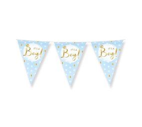 Slinger geboorte It's a Boy! Blauw en Goud  | 10 mtr Slinger geboorte It's a Boy! Blauw en Goud  | 10 mtr