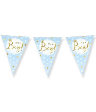 Slinger geboorte It's a Boy! Blauw en Goud  | 10 mtr Slinger geboorte It's a Boy! Blauw en Goud  | 10 mtr