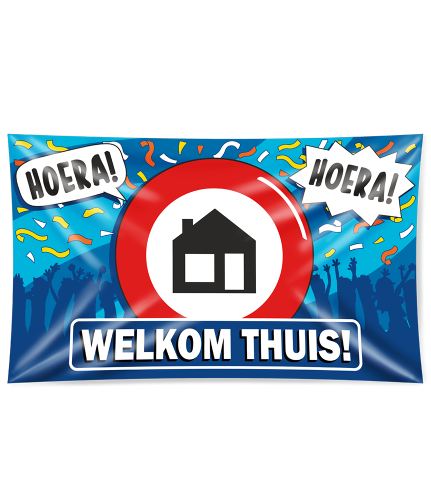 Gevelvlag Welkom Thuis verkeersbord XXL | 150x90cm Gevelvlag Welkom Thuis verkeersbord XXL | 150x90cm