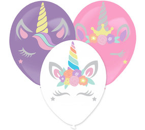 Ballonnen met Eenhoorn stickers | 3 stuks