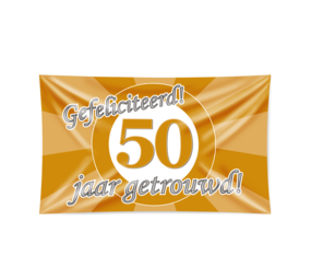 Gevelvlag 50 jaar getrouwd verkeersbord XXL  | 150x90cm Gevelvlag 50 jaar getrouwd verkeersbord XXL  | 150x90cm