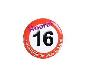 Paper Dreams Button klein 16 jaar Verkeersbord | per stuk Paper Dreams Button klein 16 jaar Verkeersbord | per stuk