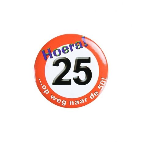 Paper Dreams Button klein 25 jaar Verkeersbord | per stuk Paper Dreams Button klein 25 jaar Verkeersbord | per stuk