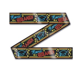 Afzet lint Geslaagd Neon | 12mtr Afzet lint Geslaagd Neon | 12mtr