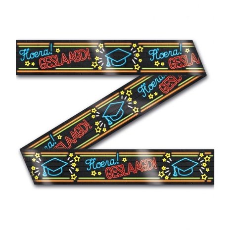 Afzet lint Geslaagd Neon | 12mtr Afzet lint Geslaagd Neon | 12mtr