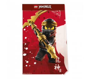 Procos Party Lego Ninjago Uitdeelzakjes 31x14cm | 4 stuks