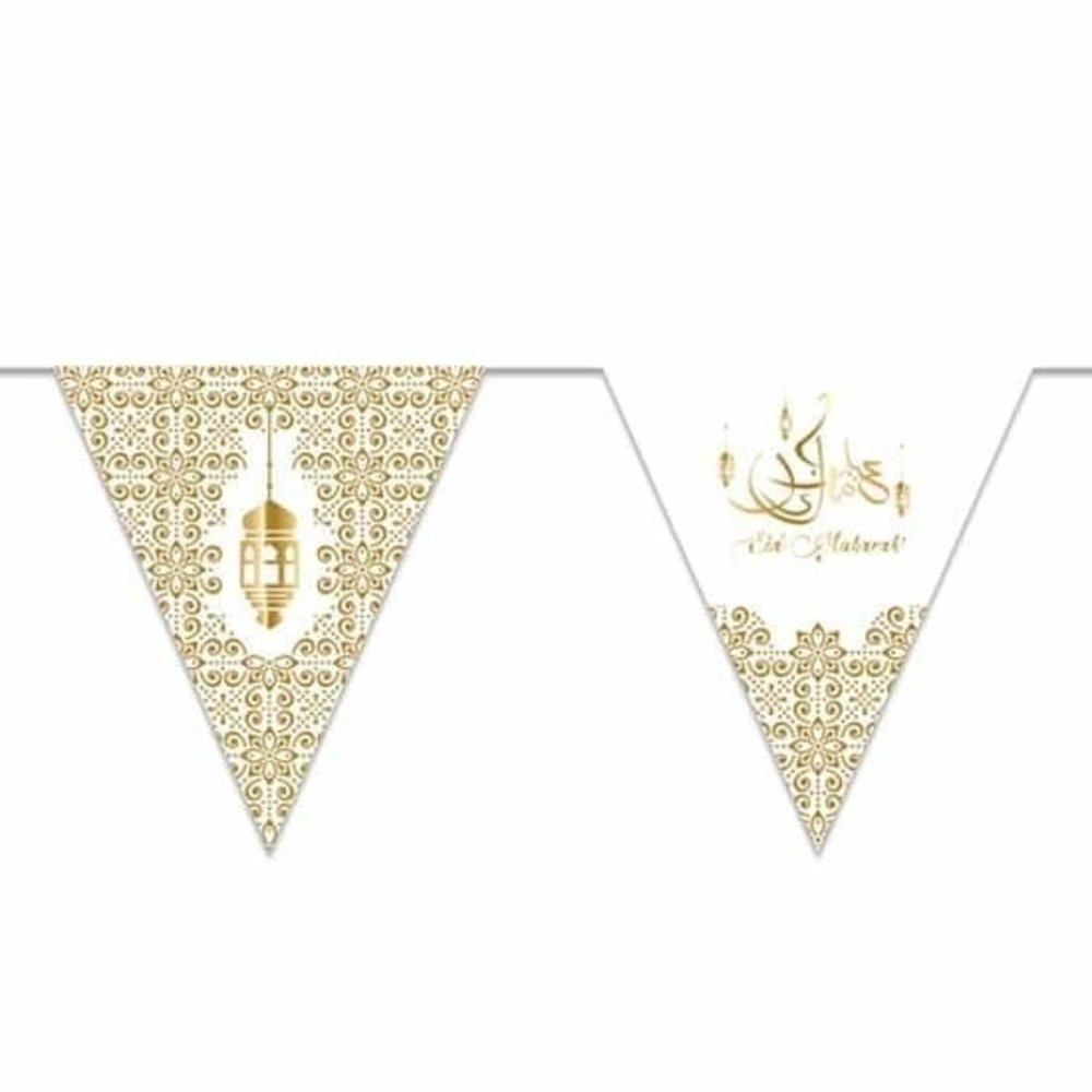 Drapeau Ligne Papier Eid Mubarak Gold | 4,5 mètres