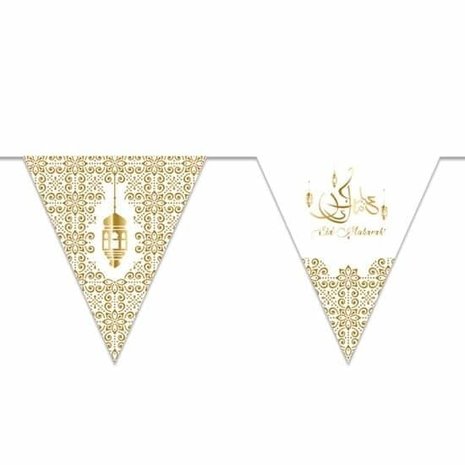 Drapeau Ligne Papier Eid Mubarak Gold | 4,5 mètres