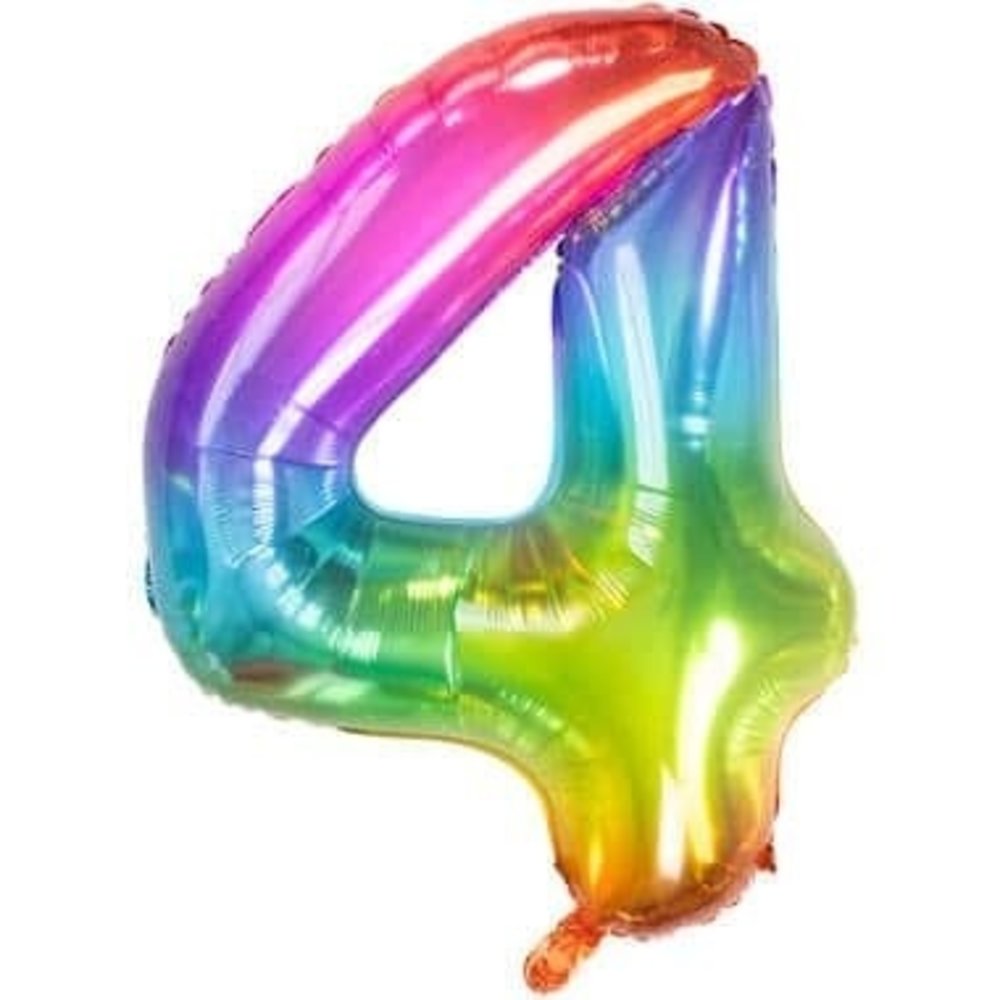 Folat Helium ballon Yummy Gummy regenboog cijfer 4 | 81cm