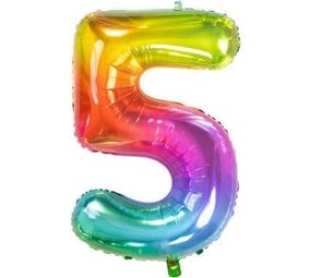 Folat Helium ballon Yummy Gummy regenboog cijfer 5 | 81cm Folat Helium ballon Yummy Gummy regenboog cijfer 5 | 81cm