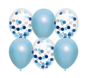 Haza - Witbaard Balloon blue mix with confetti | 6 pieces Haza - Witbaard Balloon blue mix with confetti | 6 pieces