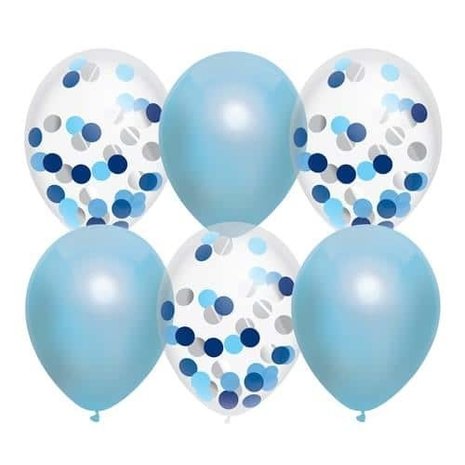 Haza - Witbaard Balloon blue mix with confetti | 6 pieces Haza - Witbaard Balloon blue mix with confetti | 6 pieces