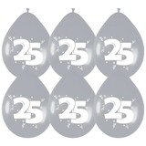 Ballons 25 ans Silver 30cm | 6 morceaux