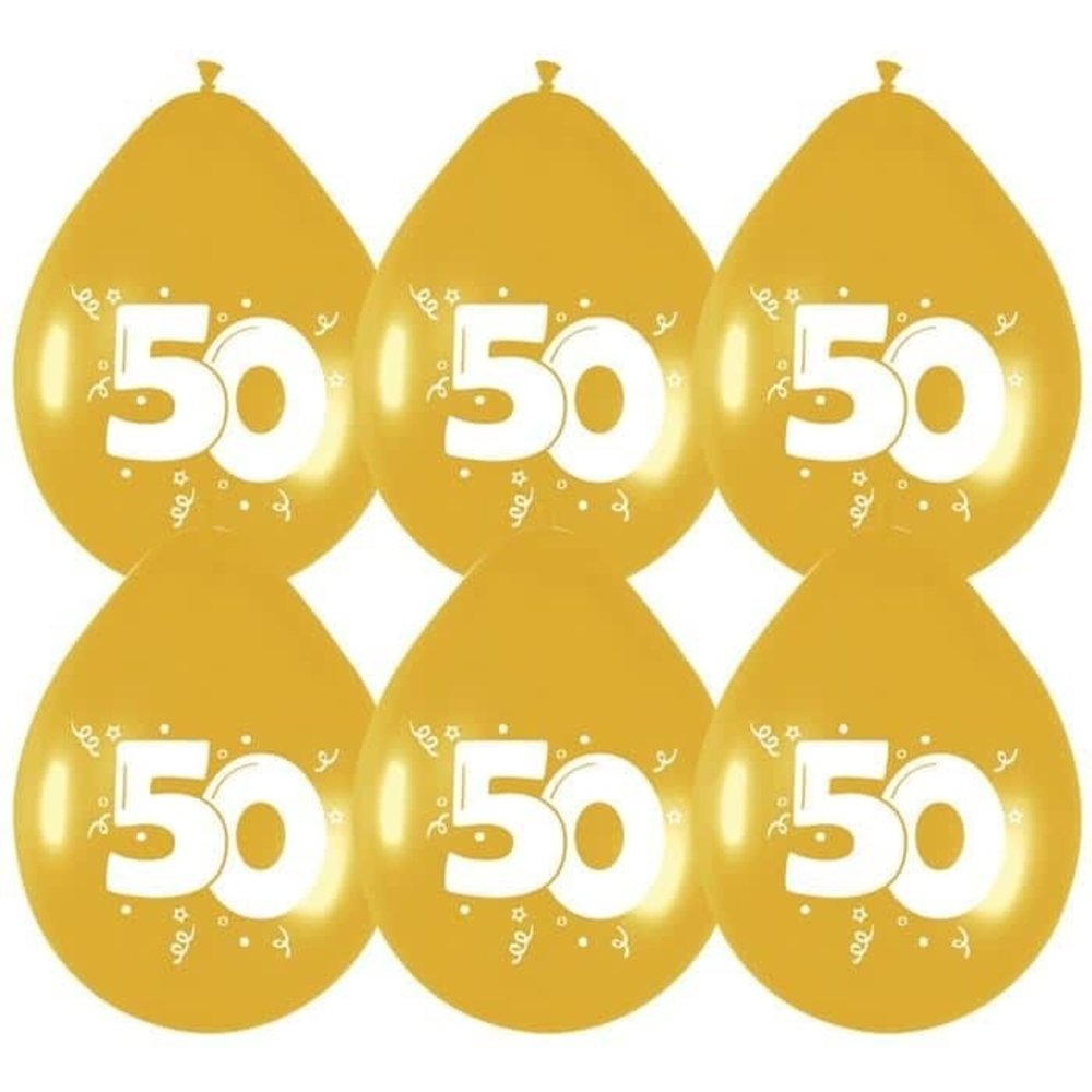 Ballons 50 ans Gold Metallic 30cm | 6 morceaux