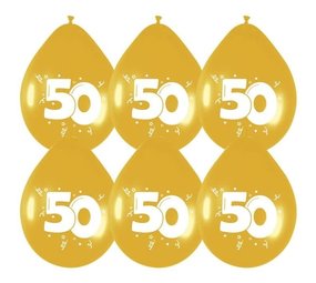 Ballonnen 50 jaar Goud Metallic 30cm | 6 stuks Ballonnen 50 jaar Goud Metallic 30cm | 6 stuks