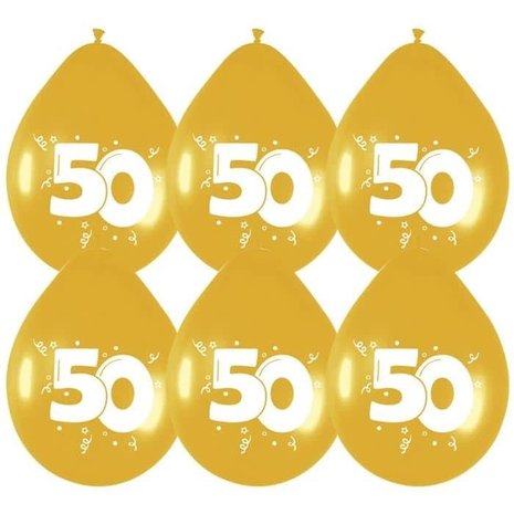 Ballonnen 50 jaar Goud Metallic 30cm | 6 stuks Ballonnen 50 jaar Goud Metallic 30cm | 6 stuks