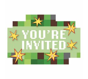 Uitnodiging TNT Minecraft Party 11x16cm | 8 stuks Uitnodiging TNT Minecraft Party 11x16cm | 8 stuks
