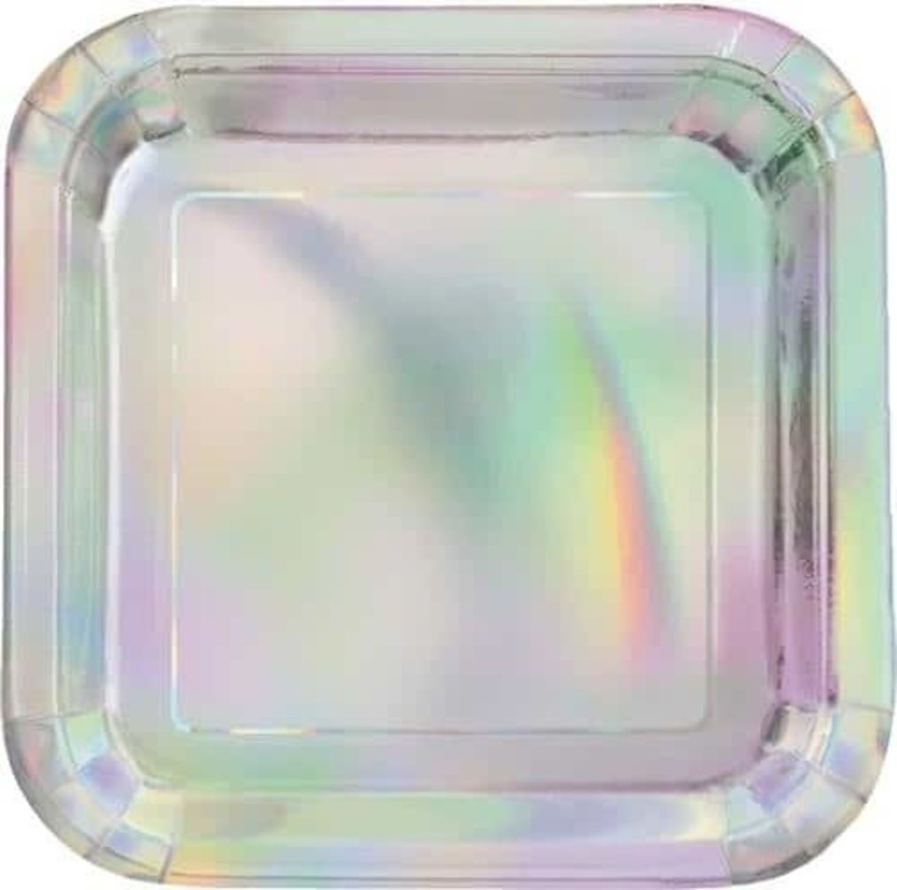 Borden Iridescent vierkant 18cm | 8 stuks Borden Iridescent vierkant 18cm | 8 stuks