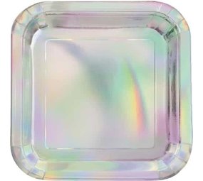 Borden Iridescent vierkant 18cm | 8 stuks