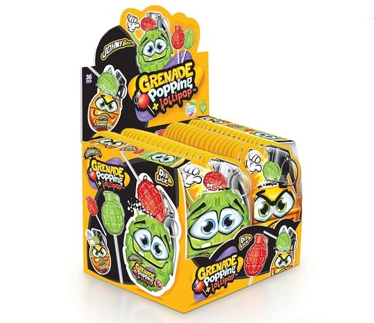 Snoep Granaat Popping + Lollipop 13 gr. | per stuk