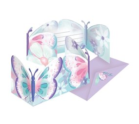 Invitations Papillons avec enveloppe | 8 pièces
