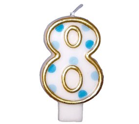 Kaars 8 gespikkeld blauw Kaars 8 gespikkeld blauw