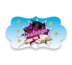 Haza - Witbaard Feestbord Geslaagd | 42x22cm