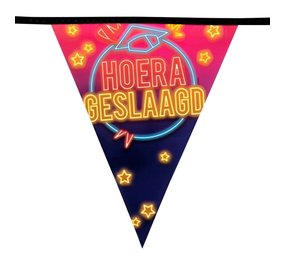 Boland Vlaggenlijn Slinger Hoera Geslaagd Neon | 6 mtr. Boland Vlaggenlijn Slinger Hoera Geslaagd Neon | 6 mtr.