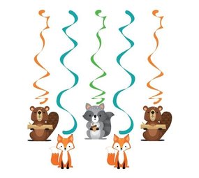 Animaux forestiers Woodland Animaux suspendus Décoration Swirls | 5 pièces