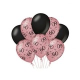 Ballonnen 60 jaar Rose Goud/Zwart | per 8 stuks Ballonnen 60 jaar Rose Goud/Zwart | per 8 stuks
