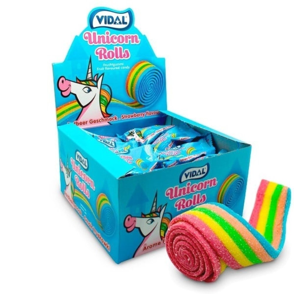 Vidal Roller Eenhoorn Regenboog | per doos van 24 stuks Vidal Roller Eenhoorn Regenboog | per doos van 24 stuks