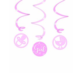 Décoration Swirl c'est une fille 70cm | 3 pièces Décoration Swirl c'est une fille 70cm | 3 pièces