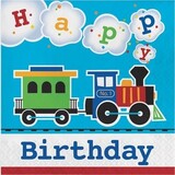 Creative Converting Napkins trains Happy Birthday 33 x 33cm | 16 pieces