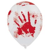 Ballonnen Bloody handprints - 6 stuks Ballonnen Bloody handprints - 6 stuks