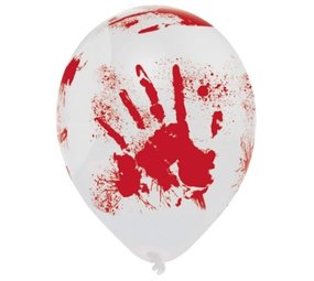 Ballonnen Bloody handprints - 6 stuks Ballonnen Bloody handprints - 6 stuks