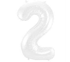 Folienballon Zahl 2 Matt White Metallic | 86 cm Folienballon Zahl 2 Matt White Metallic | 86 cm