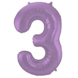 Folat Folie Balloon Number 3 Matt Purple Metallic | 86cm Folat Folie Balloon Number 3 Matt Purple Metallic | 86cm