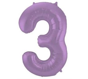 Folat Folie Balloon Number 3 Matt Purple Metallic | 86cm Folat Folie Balloon Number 3 Matt Purple Metallic | 86cm