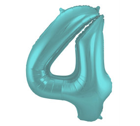 Folie Balloon Number 4 Mat Aqua Metallic | 86cm