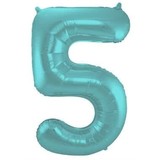 Folie Balloon Number 5 Mat Aqua Metallic | 86cm Folie Balloon Number 5 Mat Aqua Metallic | 86cm