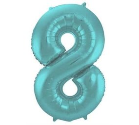 Folie Balloon Number 8 Mat Aqua Metallic | 86cm Folie Balloon Number 8 Mat Aqua Metallic | 86cm