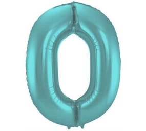Feuille de ballon Figure 0 Matt Aqua Metallic | 86cm Feuille de ballon Figure 0 Matt Aqua Metallic | 86cm