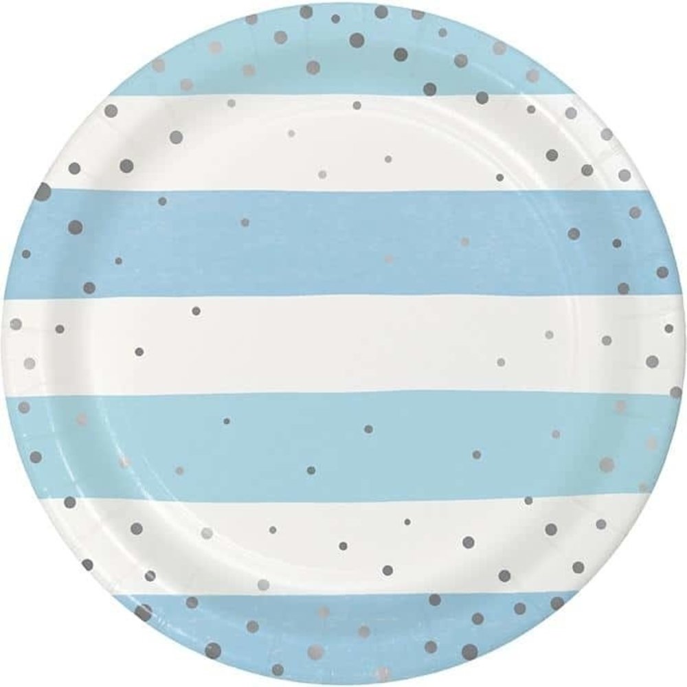 Creative Converting Assiettes bleu et argent 23cm | 8 pièces